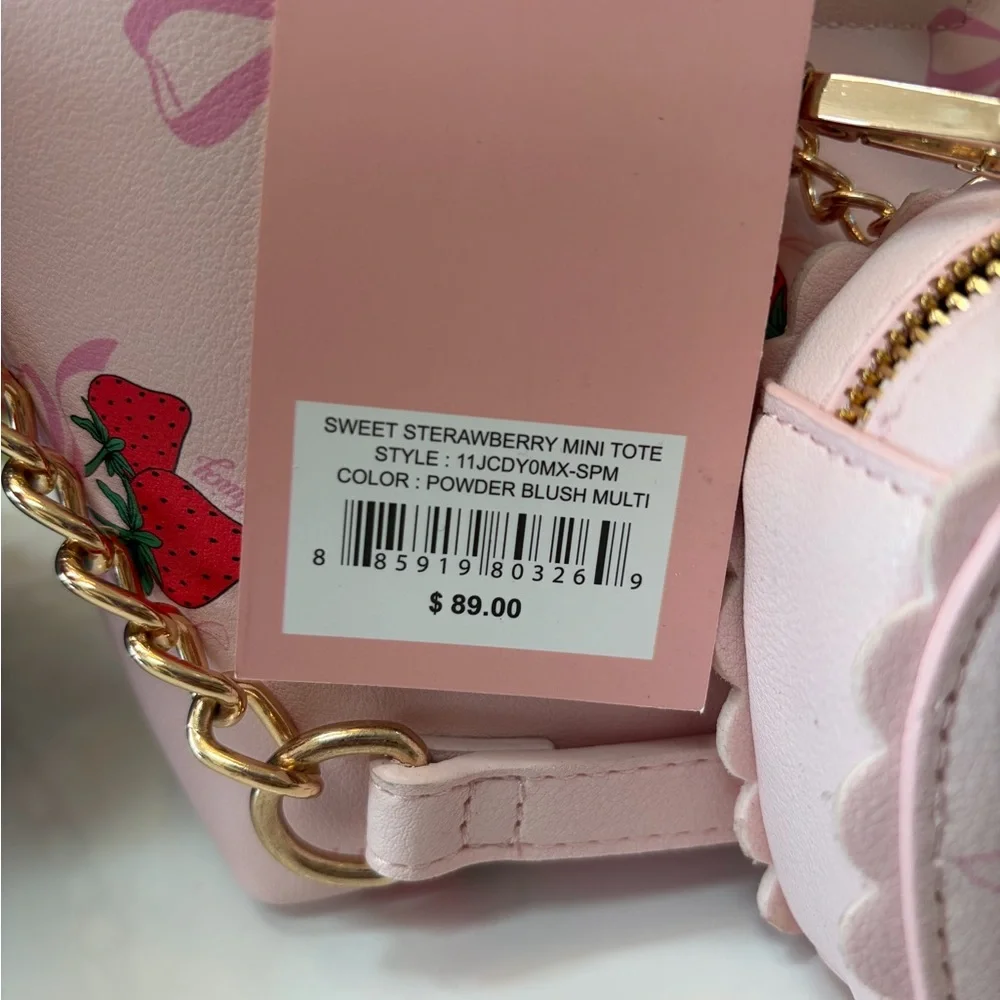 #101 NWT Juicy Couture All 3 Blue,Pink,and Yellow Sweet Strawberry Mini Tote Set - Picture 5 of 13